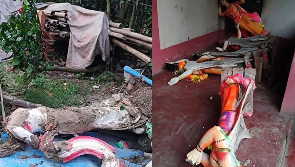 বাংলাদেশের মাধবপুরে রাতের অন্ধকারে মন্দিরের প্রতিমা ভাঙচুর