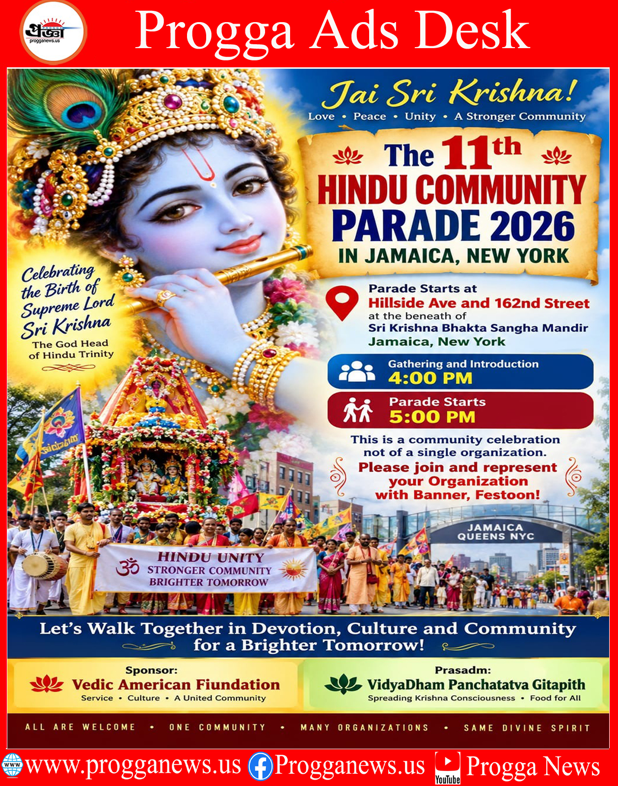 ADVERTISEMENT:  Join Us for THE 11TH HINDU COMMUNITY PARADE 2026