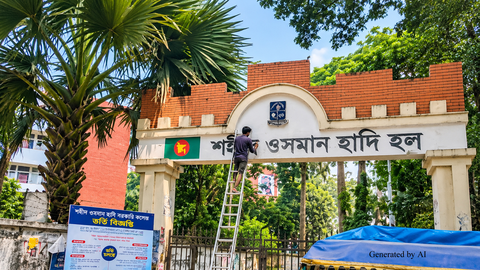 ঢাবির হলে ফিরছে ‘শেখ মুজিবুর রহমান হল’ নাম, মুছে ফেলা হচ্ছে হাদির নাম