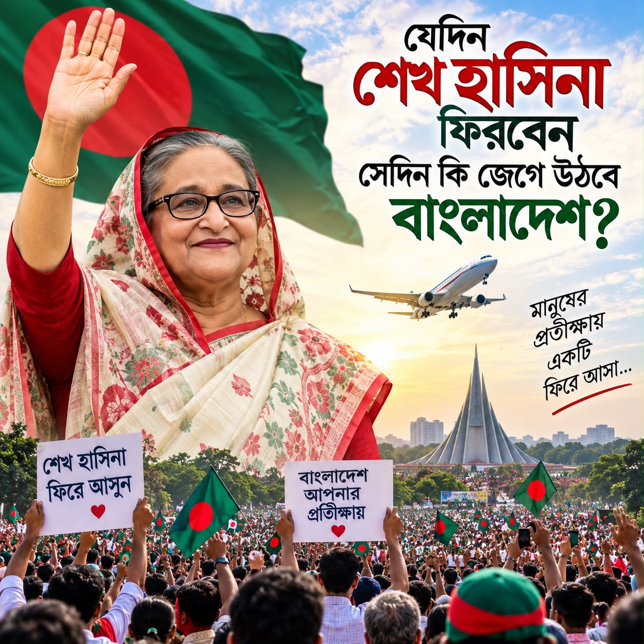যেদিন শেখ হাসিনা ফিরবেন, সেদিন কি জেগে উঠবে বাংলাদেশ? একটি প্রত্যাবর্তন, একটি দেশের স্মৃতি ও ভবিষ্যৎ নিয়ে প্রশ্ন?
