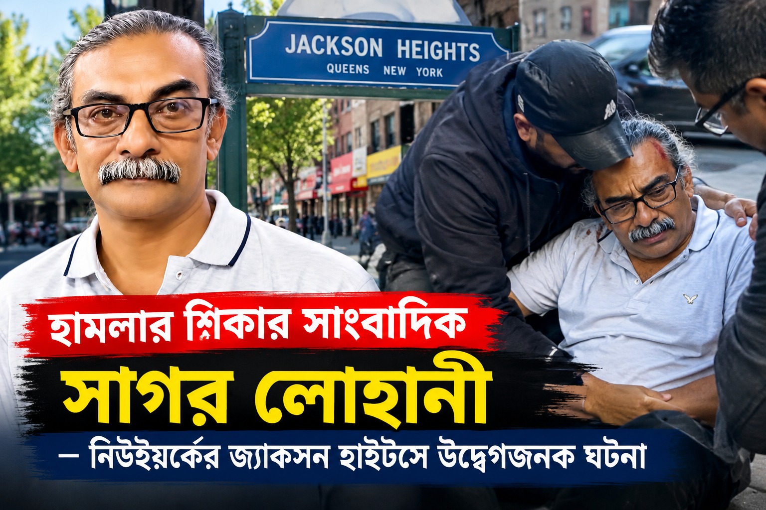 নিউইয়র্কে সংগঠক সাংবাদিক সাগর লোহানীর ওপর অতর্কিত হামলা, গ্রেপ্তার হামলাকারী: জ্যাকসন হাইটসের বাংলাদেশ স্ট্রিটে আড্ডা রেস্টুরেন্টে হামলার ঘটনা, উদ্দেশ্য নিয়ে উদ্বেগ ও তদন্তের দাবি