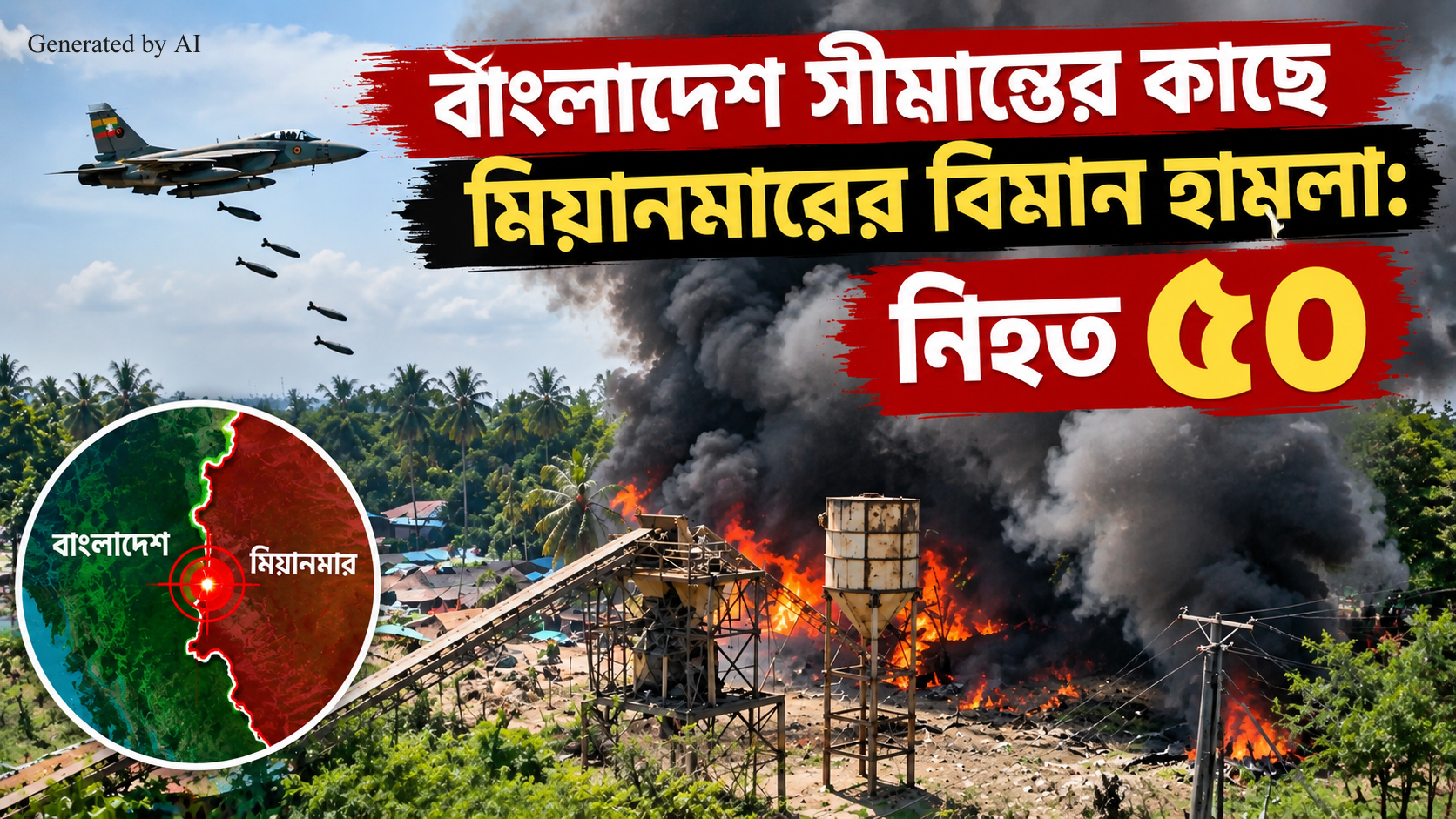 বাংলাদেশ সীমান্তের কাছে মিয়ানমারের বিমান হামলায় নিহত ৫০: গভীর উদ্বেগ জাতিসংঘের