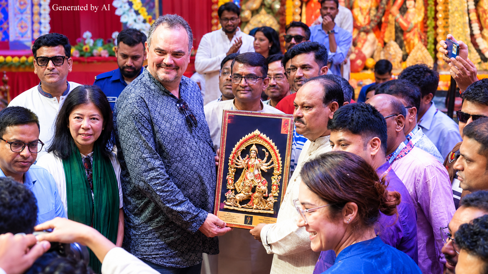 বাংলাদেশের নারায়ণগঞ্জে দুর্গাপূজা মণ্ডপের আয়োজন দেখে মুগ্ধ যুক্তরাষ্ট্রের রাষ্ট্রদূত ব্রেন্ট টি ক্রিস্টেনসেন
