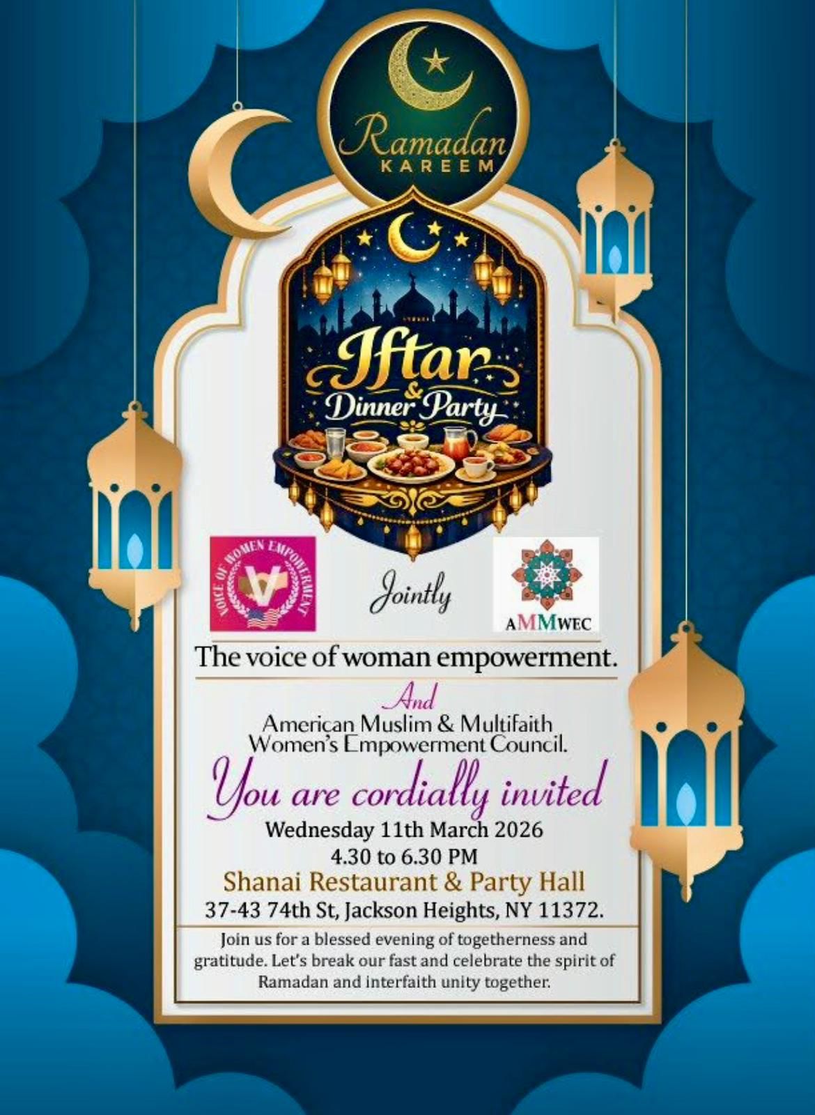 নিউইয়র্কে ‘দ্যা ভয়েস অব ওম্যান এমপাওয়ারমেন্ট’-এর ইফতার, দোয়া মাহফিল ও আন্তর্জাতিক নারী দিবস পালন ১১ মার্চ