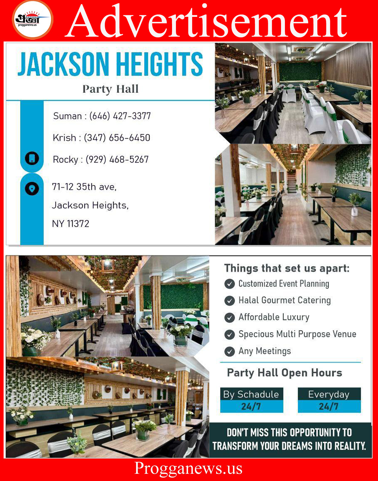 Advertisement: Jackson Heights Party Hall — Your Perfect Venue for Every Celebration