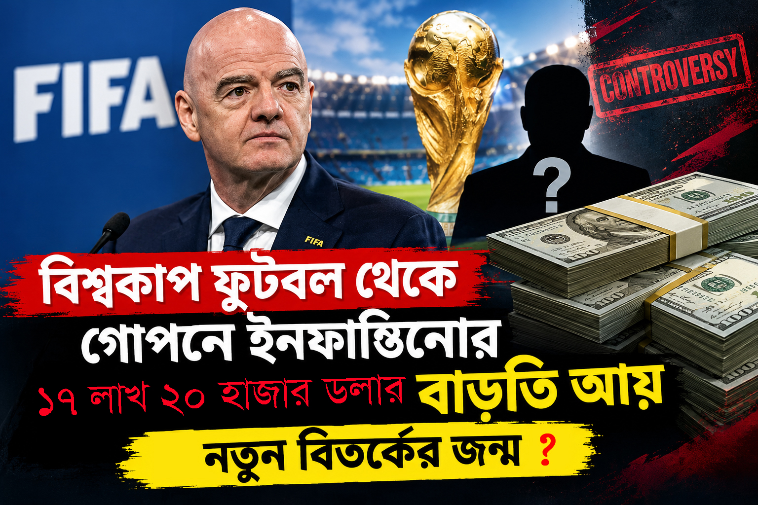 বিশ্বকাপ ফুটবল থেকে গোপনে ইনফান্তিনোর ১৭ লাখ ২০ হাজার ডলার বাড়তি আয় নিয়ে নতুন বিতর্কের জন্ম